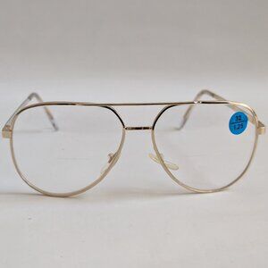(NWT) Vintage 90's Aviator Metal Bi-Focal Reading Glasses (S. Gold)